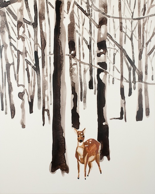 Deer in Snow Forest