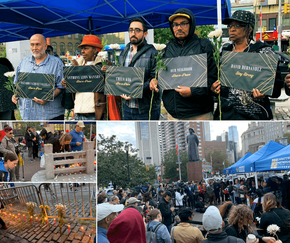 Photo Collage of Vigil held at Kimlau Square on October 8, 2019