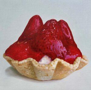 A pastry topped with strawberries