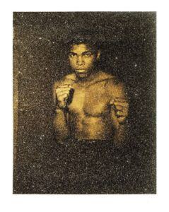 Black and gold image of Mohammed Ali