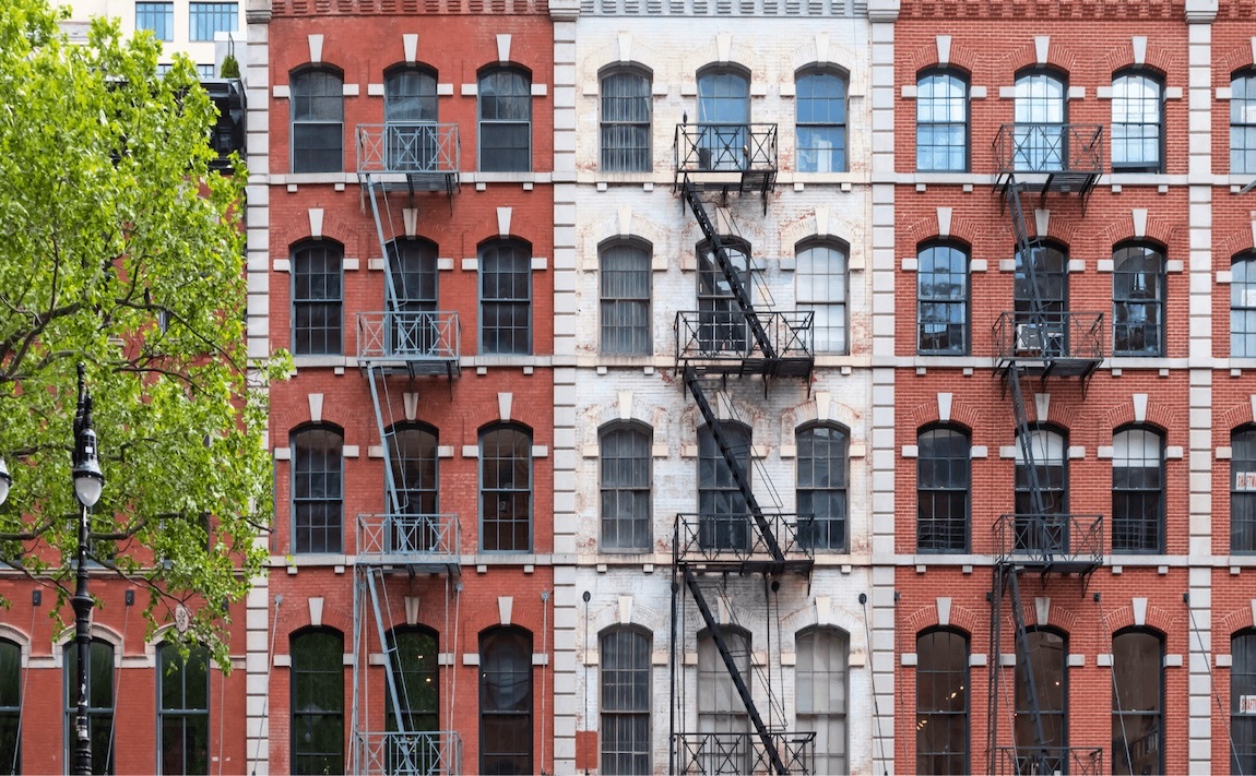 A row of apartment buildings